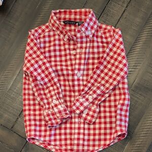 Janie and Jack Red and White Checkered Button Down Shirt